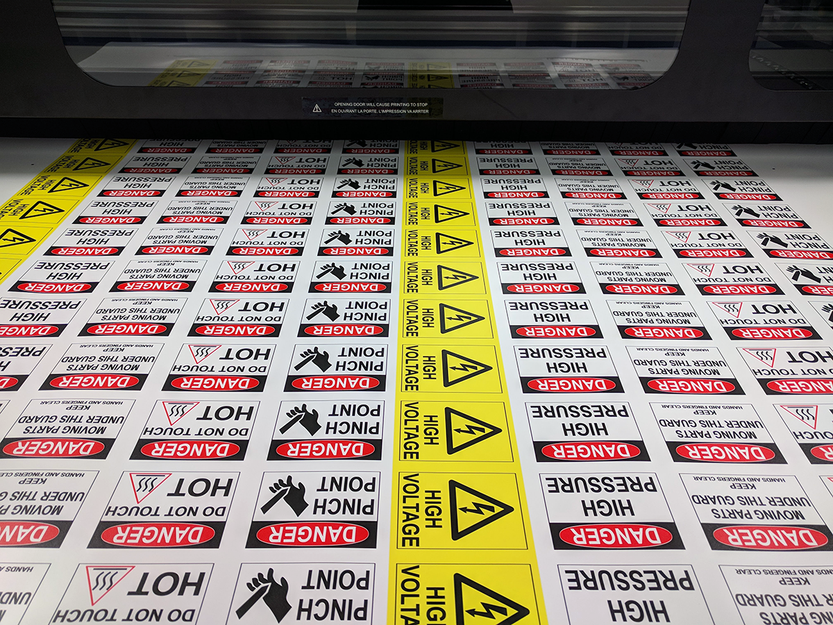 various printed warning labels