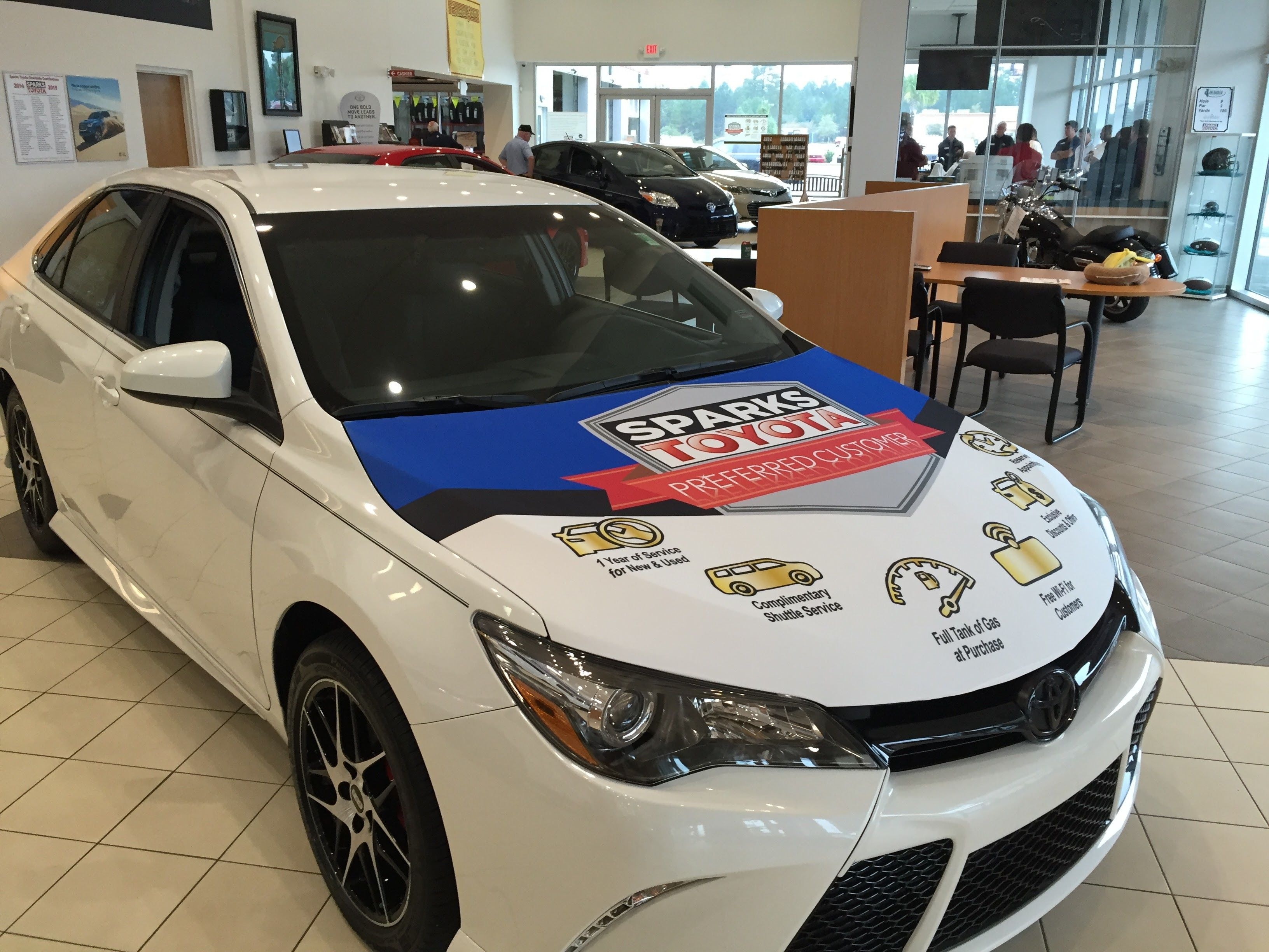 sparks toyota preferred customer car hood decal